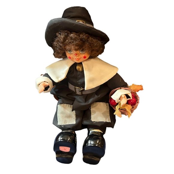 Winter Wonderland Porcelain Calendar Clown Pilgrim Doll - 12 inches Tall - Picture 2 of 9